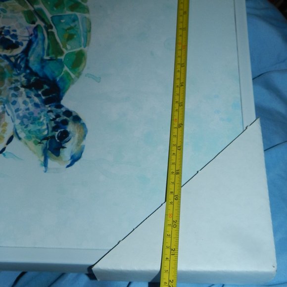Carol Robinson Blue Sea Turtle Swim Canvas Wall Art 24" x 24" White Framed NEW - Picture 12 of 14